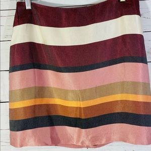 H&M Skirt Womans Sz 10 Striped Lined Back Zip Spring Pink Easter Ladies